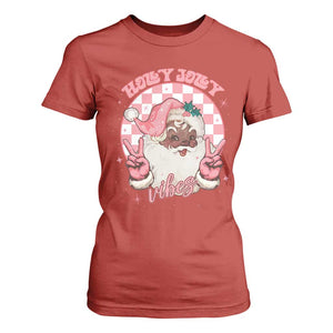 Funny Pink Christmas Retro Black Santa T Shirt For Women Holly Jolly Vibes TS11 Red Print Your Wear
