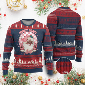 Funny Pink Xmas Retro Black Santa Ugly Christmas Sweater Holly Jolly Vibes TS11 Burgundy Print Your Wear