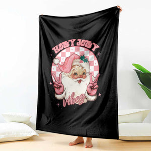 Funny Christmas Throw Blanket Holly Jolly Vibes Retro Pink Santa TS11 Print Your Wear