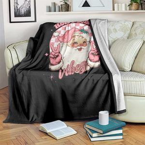 Funny Christmas Throw Blanket Holly Jolly Vibes Retro Pink Santa TS11 Print Your Wear