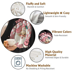 Funny Christmas Throw Blanket Holly Jolly Vibes Retro Pink Santa TS11 Print Your Wear