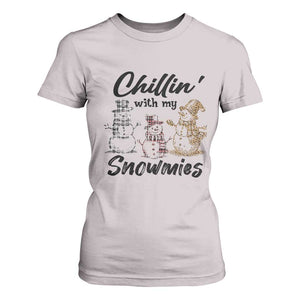 Funny Christmas T Shirt For Women Chilln' With My Snowmies Plaid Snowman TS11 Ice Gray Print Your Wear