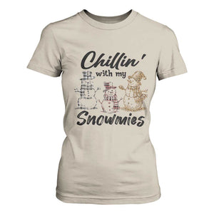 Funny Christmas T Shirt For Women Chilln' With My Snowmies Plaid Snowman TS11 Sand Print Your Wear