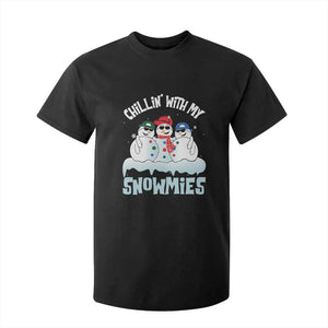 Funny Christmas Snowman T Shirt For Kid Chillin' With My Snowmies Squad TS11 Black Print Your Wear