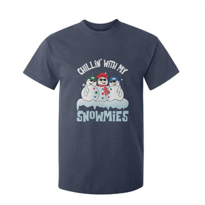 Funny Christmas Snowman T Shirt For Kid Chillin' With My Snowmies Squad TS11 Navy Print Your Wear