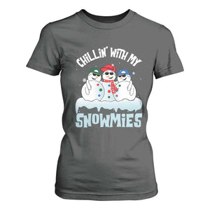 Funny Christmas Snowman T Shirt For Women Chillin' With My Snowmies Squad TS11 Dark Heather Print Your Wear