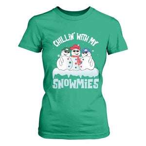 Funny Christmas Snowman T Shirt For Women Chillin' With My Snowmies Squad TS11 Irish Green Print Your Wear