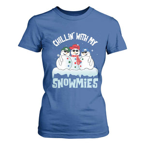 Funny Christmas Snowman T Shirt For Women Chillin' With My Snowmies Squad TS11 Royal Blue Print Your Wear