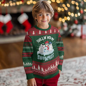 Funny Xmas Snowman Ugly Christmas Sweater Chillin' With My Snowmies Squad TS11 Christmas Print Your Wear