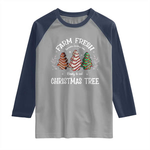 Christmas Tree Cake Raglan Shirt Farm Fresh Sprinkles Frosting Ready To Eat Xmas Baking TS11 Sport Gray Navy Print Your Wear