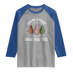 Christmas Tree Cake Raglan Shirt Farm Fresh Sprinkles Frosting Ready To Eat Xmas Baking TS11 Sport Gray Royal Print Your Wear