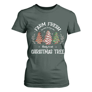 Christmas Tree Cake T Shirt For Women Farm Fresh Sprinkles Frosting Ready To Eat Xmas Baking TS11 Dark Forest Green Print Your Wear