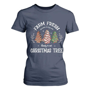 Christmas Tree Cake T Shirt For Women Farm Fresh Sprinkles Frosting Ready To Eat Xmas Baking TS11 Navy Print Your Wear