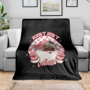 Funny Pink Christmas Retro Black Santa Throw Blanket Holly Jolly Vibes TS11 Print Your Wear