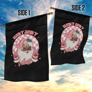 Funny Pink Christmas Retro Black Santa Garden Flag Holly Jolly Vibes TS11 Print Your Wear