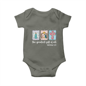 Christian Christmas Baby Onesie The Greatest Gift Of All Jesus Nativity Scene TS11 Military Green Print Your Wear