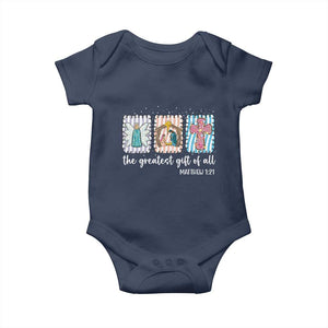 Christian Christmas Baby Onesie The Greatest Gift Of All Jesus Nativity Scene TS11 Navy Print Your Wear