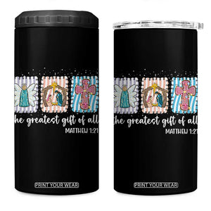 Christian Christmas 4 in 1 Can Cooler Tumbler The Greatest Gift Of All Jesus Nativity Scene TS11 One Size: 16 oz Black Print Your Wear