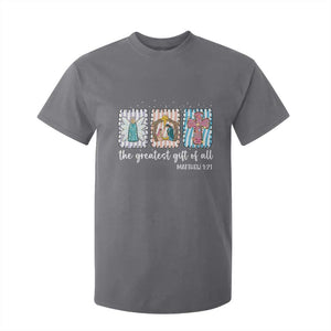 Christian Christmas T Shirt For Kid The Greatest Gift Of All Jesus Nativity Scene TS11 Charcoal Print Your Wear