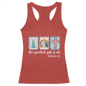 Christian Christmas Racerback Tank Top The Greatest Gift Of All Jesus Nativity Scene TS11 Red Print Your Wear