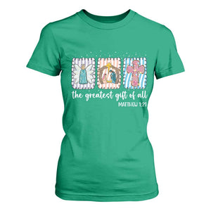 Christian Christmas T Shirt For Women The Greatest Gift Of All Jesus Nativity Scene TS11 Irish Green Print Your Wear