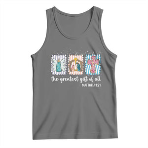 Christian Christmas Tank Top The Greatest Gift Of All Jesus Nativity Scene TS11 Black Heather Print Your Wear