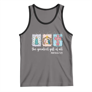 Christian Christmas Tank Top The Greatest Gift Of All Jesus Nativity Scene TS11 Deep Heather Black Print Your Wear