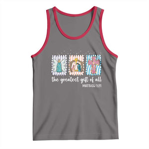 Christian Christmas Tank Top The Greatest Gift Of All Jesus Nativity Scene TS11 Deep Heather Red Print Your Wear