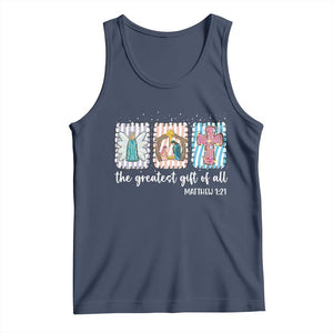 Christian Christmas Tank Top The Greatest Gift Of All Jesus Nativity Scene TS11 Navy Print Your Wear