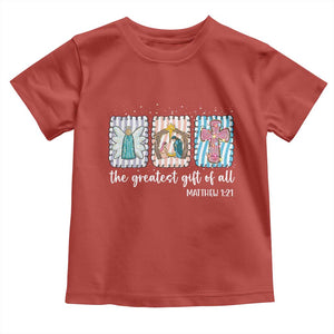 Christian Christmas Toddler T Shirt The Greatest Gift Of All Jesus Nativity Scene TS11 Red Print Your Wear