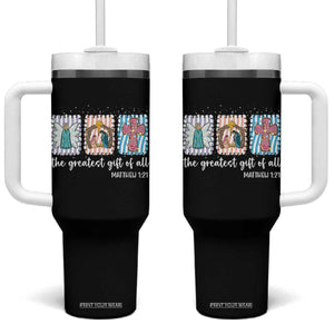 Christian Christmas Tumbler With Handle The Greatest Gift Of All Jesus Nativity Scene TS11 One Size: 40 oz Black Print Your Wear
