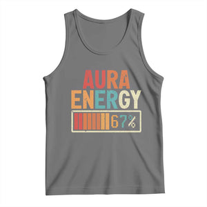 Funny Aura Energy At 67 Tank Top Six Seven Meme Gen Alpha Slang TS11 Black Heather Print Your Wear
