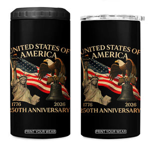 America's 250th Anniversary 4 in 1 Can Cooler Tumbler United States Of America 250th Independence Day Freedom TS11 One Size: 16 oz Black Print Your Wear
