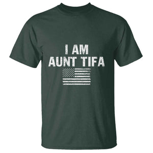 Funny I Am Aunt Tifa T Shirt Political Satire Vintage American Flag TS11 Dark Forest Green Print Your Wear