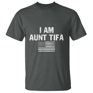 Funny I Am Aunt Tifa T Shirt Political Satire Vintage American Flag TS11 Dark Heather Print Your Wear