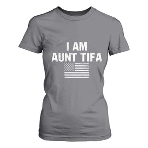 Funny I Am Aunt Tifa T Shirt For Women Political Satire Vintage American Flag TS11 Charcoal Print Your Wear