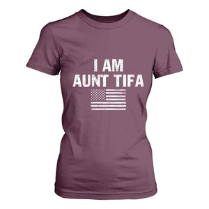 Funny I Am Aunt Tifa T Shirt For Women Political Satire Vintage American Flag TS11 Maroon Print Your Wear