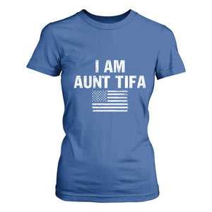 Funny I Am Aunt Tifa T Shirt For Women Political Satire Vintage American Flag TS11 Royal Blue Print Your Wear