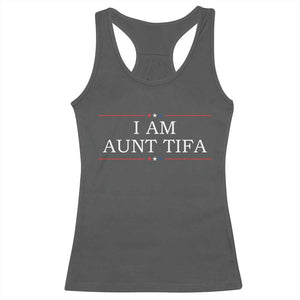 Funny I Am Aunt Tifa Racerback Tank Top Political Satire Stars And Stripes TS11 Dark Heather Print Your Wear