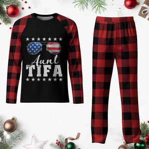 Funny Aunt Tifa Plaid Pajama Set Political Satire American Flag Sunglasses TS11 Buffalo Plaid Print Your Wear
