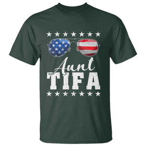 Funny Aunt Tifa T Shirt Political Satire American Flag Sunglasses TS11 Dark Forest Green Print Your Wear
