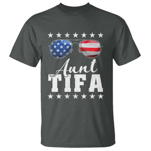 Funny Aunt Tifa T Shirt Political Satire American Flag Sunglasses TS11 Dark Heather Print Your Wear