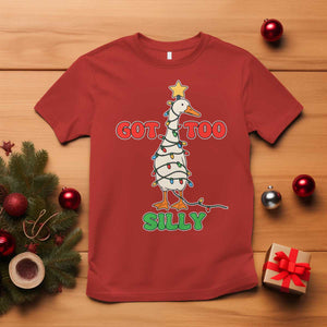 Funny Christmas Silly Goose T Shirt Got Too Silly Goose Pun Humor Xmas Tree TS11 Red Print Your Wear