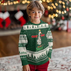 Funny Xmas Silly Goose Ugly Christmas Sweater Got Too Silly Goose Pun Humor Xmas Tree TS11 Forest Green Beige Print Your Wear