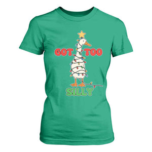 Funny Christmas Silly Goose T Shirt For Women Got Too Silly Goose Pun Humor Xmas Tree TS11 Irish Green Print Your Wear