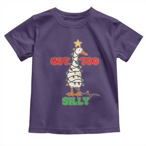 Funny Christmas Silly Goose Toddler T Shirt Got Too Silly Goose Pun Humor Xmas Tree TS11 Purple Print Your Wear