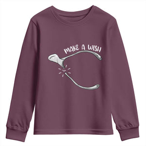 Funny Thanksgiving Turkey Wishbone Youth Sweatshirt Make A Wish Chicken Turkey TS11 Maroon Print Your Wear