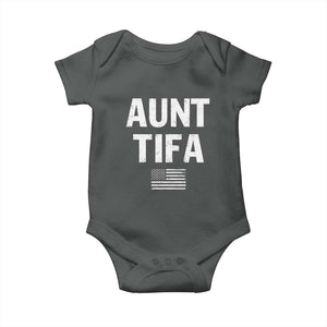 Funny Aunt Tifa Baby Onesie Political Satire Vintage American Flag TS11 Dark Heather Print Your Wear