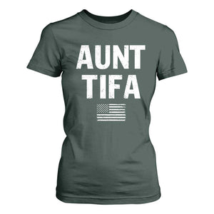 Funny Aunt Tifa T Shirt For Women Political Satire Vintage American Flag TS11 Dark Forest Green Print Your Wear