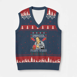 Funny Xmas Mafia V-Neck Knit Sweater Vest Gabagool It Is Whats For Dinner Gangster Movie TS11 Navy Red Print Your Wear